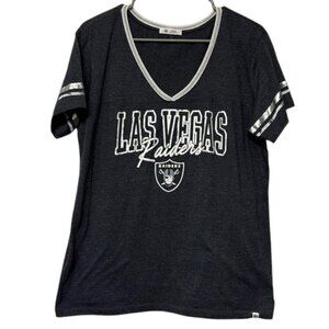Las Vegas Gray V-Neck Raiders Short Sleeve Shirt Size Large EUC #1903